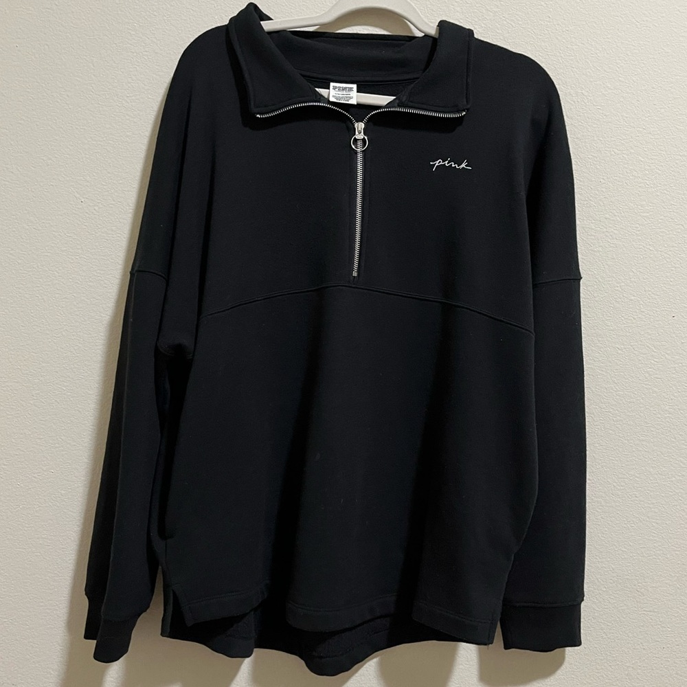 🤍PINK Victoria’s Secret Black 1/2 Zip Sweatshirt 🤍